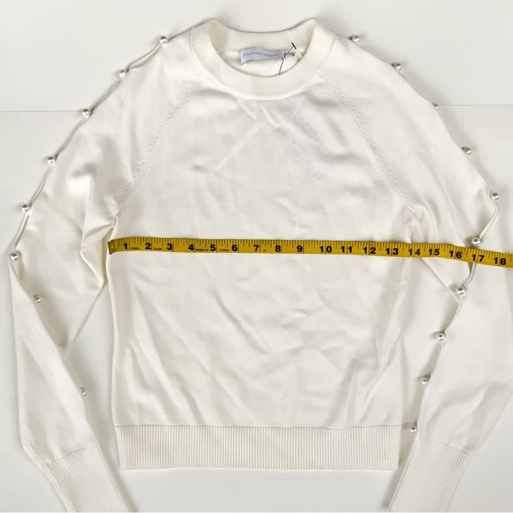 Jonathan Simkhai NWT Geneva Compact Ribbed Pearl Long Sleeve Ivory Top Size XS - Picture 6 of 10